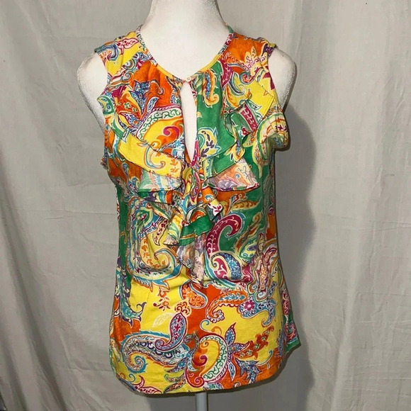 Lauren Ralph Lauren Tops - colorful Lauren Ralph Lauren ruffle paisley print sleeveless top size medium